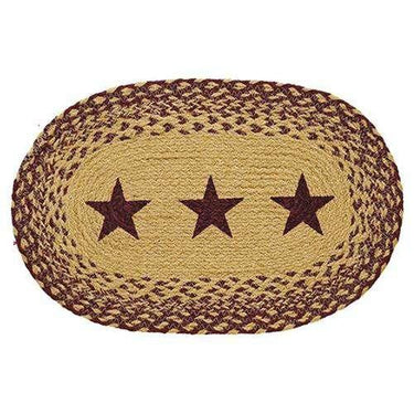 6/Set, Burgundy Tan Stencil Star Placemats, 12x18 - The Fox Decor